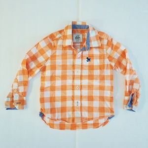 MINI BODEN Orange Plaid Button Down Top
